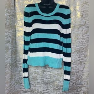 Buffalo David Bitton Blue/Black Striped Long Sleeve Knitted Sweater Size L
